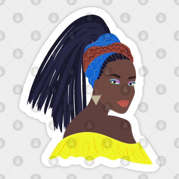 Abstract Black Woman Portrait Sticker by Svetlanarto_printables